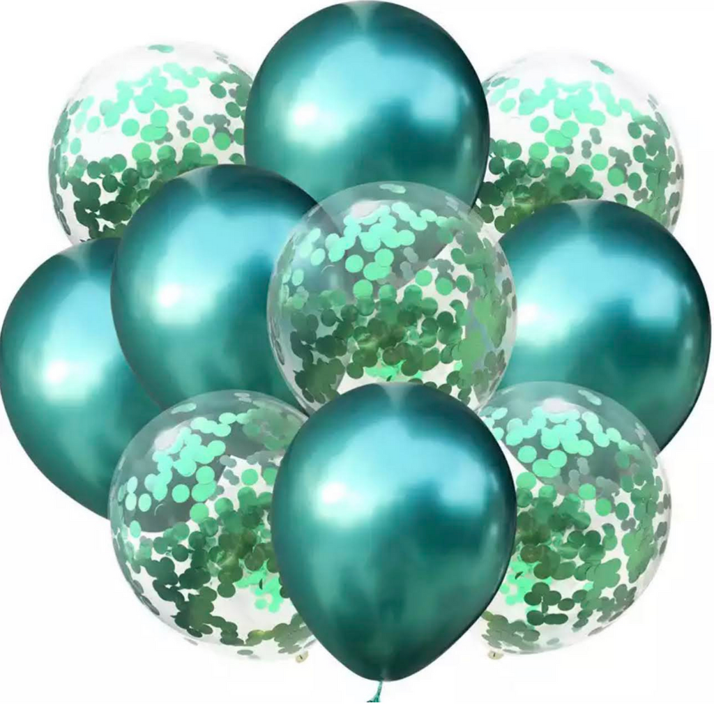 Ballonnen Mix Confetti Metallic Groen