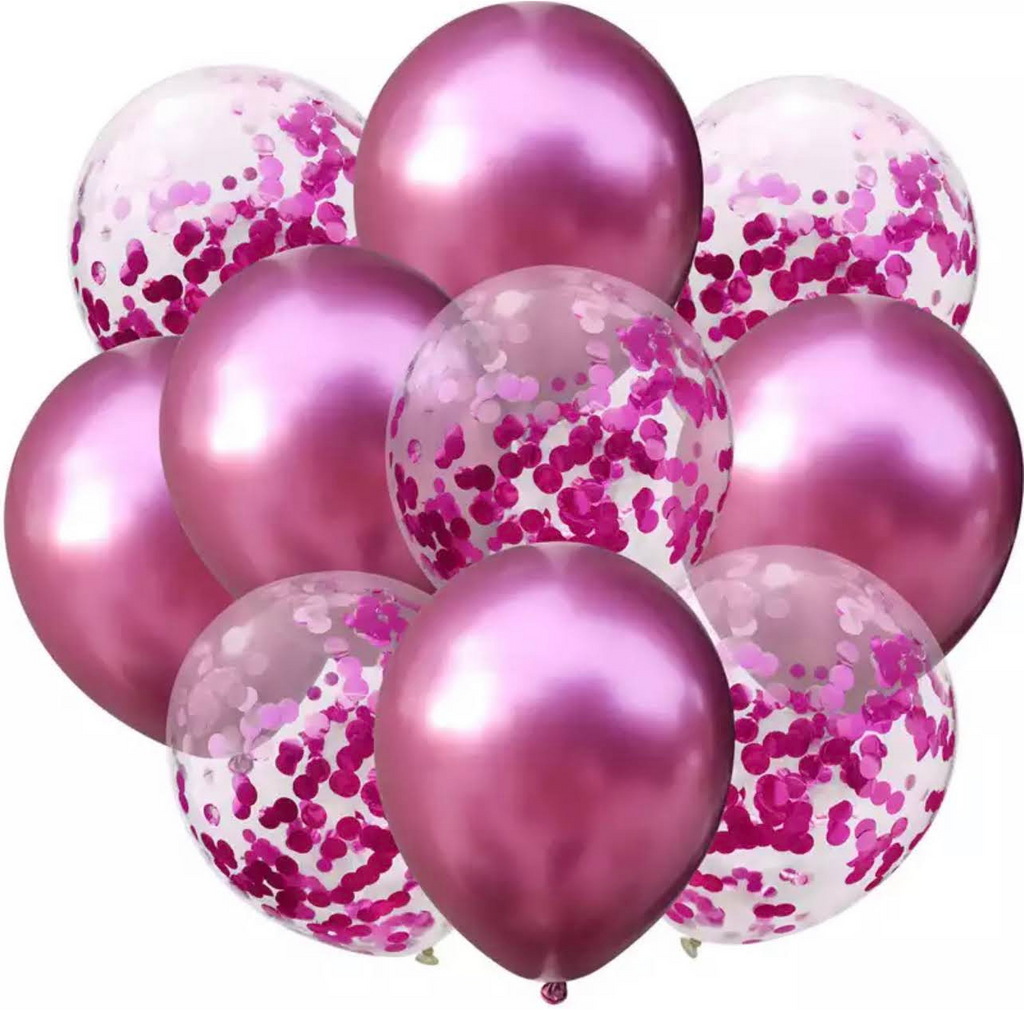 Ballonnen Mix Confetti Metallic Roze